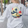 Boston Terrier Japanese Kanagawa Wave Surf Loyal Dog Men Women Kids Women's Sweatshirt Back Print Ash