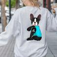 Boston Terrier I Love Mom Apparel Women's Sweatshirt Back Print Ash