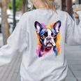 Boston Terrier Lover Pop Art Color Boston Terrier Dog For Men Women Girls Kids Women's Sweatshirt Back Print Ash