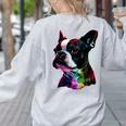 Boston Terrier Lovers Colorful Pop Art Boston Terrier Women's Sweatshirt Back Print Ash
