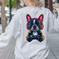 Boston Terrier Lovers Gaming Headphones Boston Terrier Women's Sweatshirt Back Print Ash