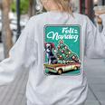 Boston Terrier Merry Christmas Tree Truck Dog X-Mas Women's Sweatshirt Back Print Ash