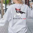 Boston Terrier Mom Bandana Boston Terrier Dog Women's Sweatshirt Back Print Ash