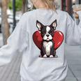 Boston Terrier Mom Dad Bostie Dog Lover Valentines Day Women's Sweatshirt Back Print Ash
