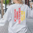 Boston Terrier Mom Dad Dog Lover Owner Women Men Women's Sweatshirt Back Print Ash