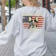 Boston Terrier Mom Dog Lovers American Flag 4th Of July Women's Sweatshirt Back Print Ash