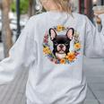 Boston Terrier Mom Floral Bostie Dog Lover Flowers Cute Women's Sweatshirt Back Print Ash