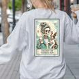 Boston Terrier Mom Skeleton Tarot Card Witch Vibes Dog Mom Women's Sweatshirt Back Print Ash