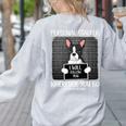 Boston Terrier Mug Shot Guilty Dog Women's Sweatshirt Back Print Ash