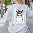 Boston Terrier Papa Cool Dog Lover USA American Flag Men Women Women's Sweatshirt Back Print Ash