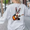 Boston Terrier Playing Guitar Boston Terrier Women's Sweatshirt Back Print Ash
