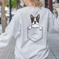 Boston Terrier In The Pocket Cute Boston Terrier Dog Lovers Men Women Girls Kids Women's Sweatshirt Back Print Ash
