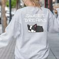 Boston Terrier Puppy Sweet Dreams Pajama For Bedtime Tank Top Women's Sweatshirt Back Print Ash