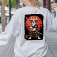 Boston Terrier Samurai Ninja Vintage Anime Japanese Ukiyo-e Women's Sweatshirt Back Print Ash