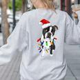 Boston Terrier Santa Christmas Lights Xmas Dog Lover Men Women Kids Women's Sweatshirt Back Print Ash