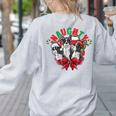 Boston Terrier Santa Claus Elf Reindeer Christmas Dog X-Mas Women's Sweatshirt Back Print Ash