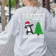 Boston Terrier Santa Hat Dabbing Around The Christmas Tree Women's Sweatshirt Back Print Ash