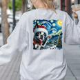 Boston Terrier Santa Starry Night Van Gogh Christmas Dog Men Women Kids Women's Sweatshirt Back Print Ash
