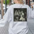Boston Terrier Selfie With Ghosts Halloween Dog Lover Women's Sweatshirt Back Print Ash