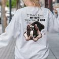 Boston Terrier Shirt I Didn't Fart My Butt Blew You A Kiss Women's Sweatshirt Back Print Ash