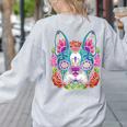 Boston Terrier Sugar Skull Dog Day Of The Dead Women's Sweatshirt Back Print Ash