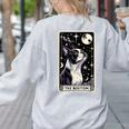 Boston Terrier Tarot Card Star With The Moon Men Women Kids Women's Sweatshirt Back Print Ash