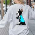 Boston Terrier Tattoos I Love Mom Women's Sweatshirt Back Print Ash