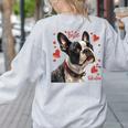 Boston Terrier Is My Valentine Cute Pet Dog Owner Valentine Women's Sweatshirt Back Print Ash