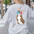 Brindle Boston Terrier Dog Patriotic Shirt USA Flag Women's Sweatshirt Back Print Ash
