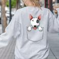 Bull Terrier Pocket Bull Terrier Peeking Out Pocket Women's Sweatshirt Back Print Ash