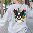 Celebration Event Birthday Party Boston Terrier Women's Sweatshirt Back Print Ash