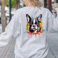 Colorful Boston Terrier Dog For Men Women Kids Women's Sweatshirt Back Print Ash