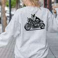 Cool Boston Terrier Riding a Motorcycle Biker Dog Lover For Men Women Kids Women's Sweatshirt Back Print Ash