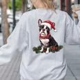 Cute Boston Terrier Dog Christmas Merry X-Mas Graphic Women's Sweatshirt Back Print Ash