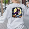 Cute Boston Terrier Halloween Costume Dog Lover Women Girls Women's Sweatshirt Back Print Ash