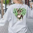 Cute Boston Terrier Shamrock St Patrick's Day Dog Lover Men Women Kids Women's Sweatshirt Back Print Ash