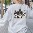 Cute Halloween Boston Terrier Dogs Witch Hat Ghost Dog For Men Women Kids Women's Sweatshirt Back Print Ash