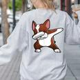 Dabbing Red Boston Terrier Dab Dance Dog Men Women Kids Women's Sweatshirt Back Print Ash