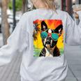 Dog Boston Terrier Hawaiian Women's Sweatshirt Back Print Ash