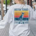 Dog Boston Terrier Mom Vintage Boston Terrier Mom Women's Sweatshirt Back Print Ash