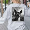 Dog Mom Dad Alien Selfie Boston Terrier UFO For Men Women Women's Sweatshirt Back Print Ash