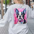 Dog Pink Boston Terrier Women's Sweatshirt Back Print Ash