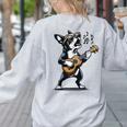 Dog Playing Guitar Singing Boston Terrier For Men Women Girls Kids Women's Sweatshirt Back Print Ash