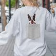Dog In Your Pocket Boston Terrier For Men Women Girls Kids Women's Sweatshirt Back Print Ash