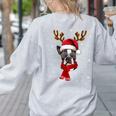 Family Matching Reindeer Xmas Boston Terrier Christmas Women's Sweatshirt Back Print Ash