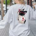Girls I Heart Mom Love Mama Boston Terrier Dog Lover Women's Sweatshirt Back Print Ash