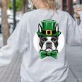 Green Boston Terrier Shamrock St Patricks Day Boston Terrier Women's Sweatshirt Back Print Ash
