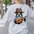 Guitar Shirt Boston Terrier Dog Playing Acoustic Guitar Women's Sweatshirt Back Print Ash