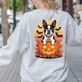 Halloween Retro Boston Terrier Women's Sweatshirt Back Print Ash