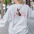 Heartbeat Boston Terrier Dog Women's Sweatshirt Back Print Ash